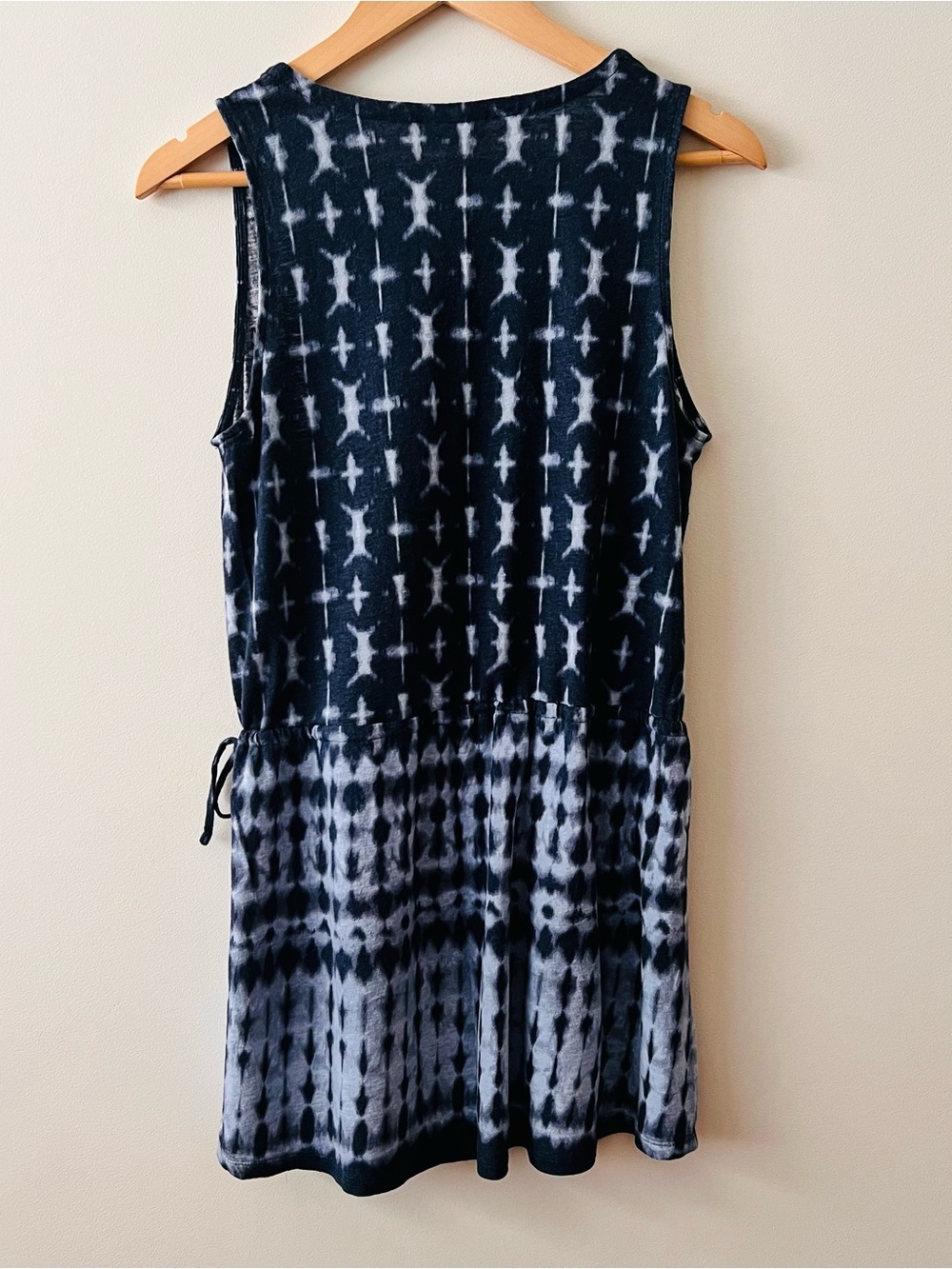 J. Jill Pure Jill Blue Shibori Linen Tie Waist Sleeveless Tunic Dress Petite M - Picture 2 of 9